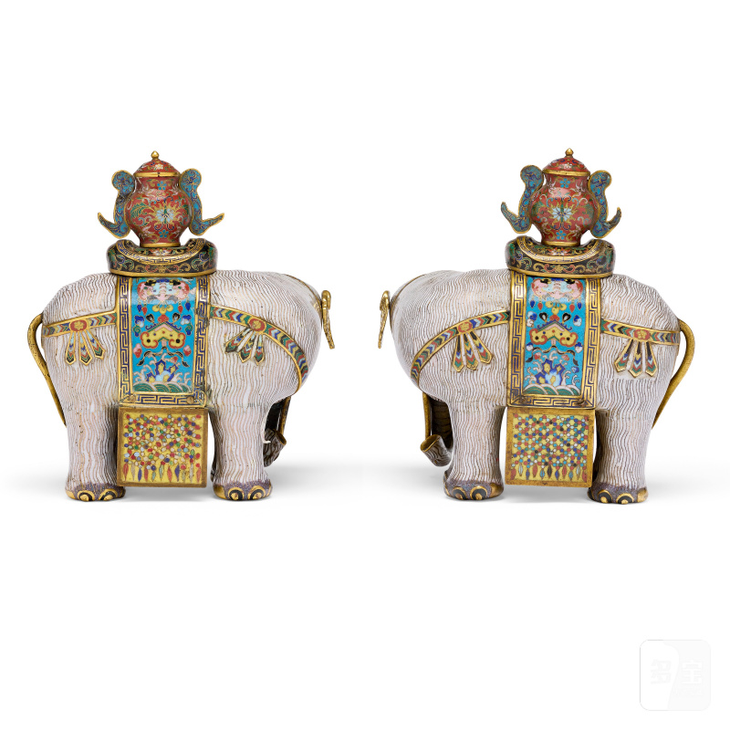 PAIRE D’ÉLÉPHANTS EN ÉMAUX CLOISONNÉS  CHINE, DYNASTIE QING, ÉPOQUE JIAQING (1796-1820) - 图4